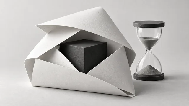 Ilustración de datos protegidos por papel junto a un reloj de arena.